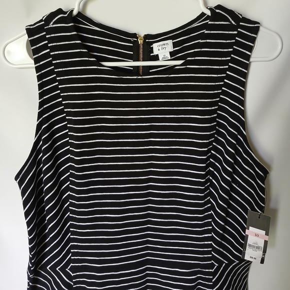 Crown & Ivy Dress Size 10 Color Black & White Striped - Picture 3 of 10